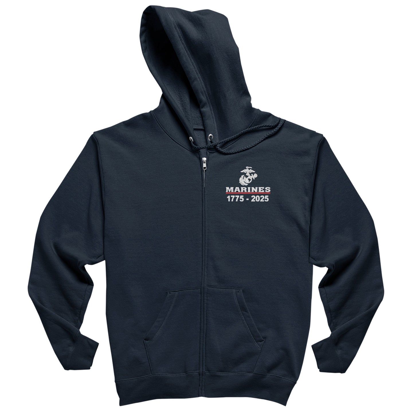 USMC 250 Years Embroidered TALL Full Zip Hoodie