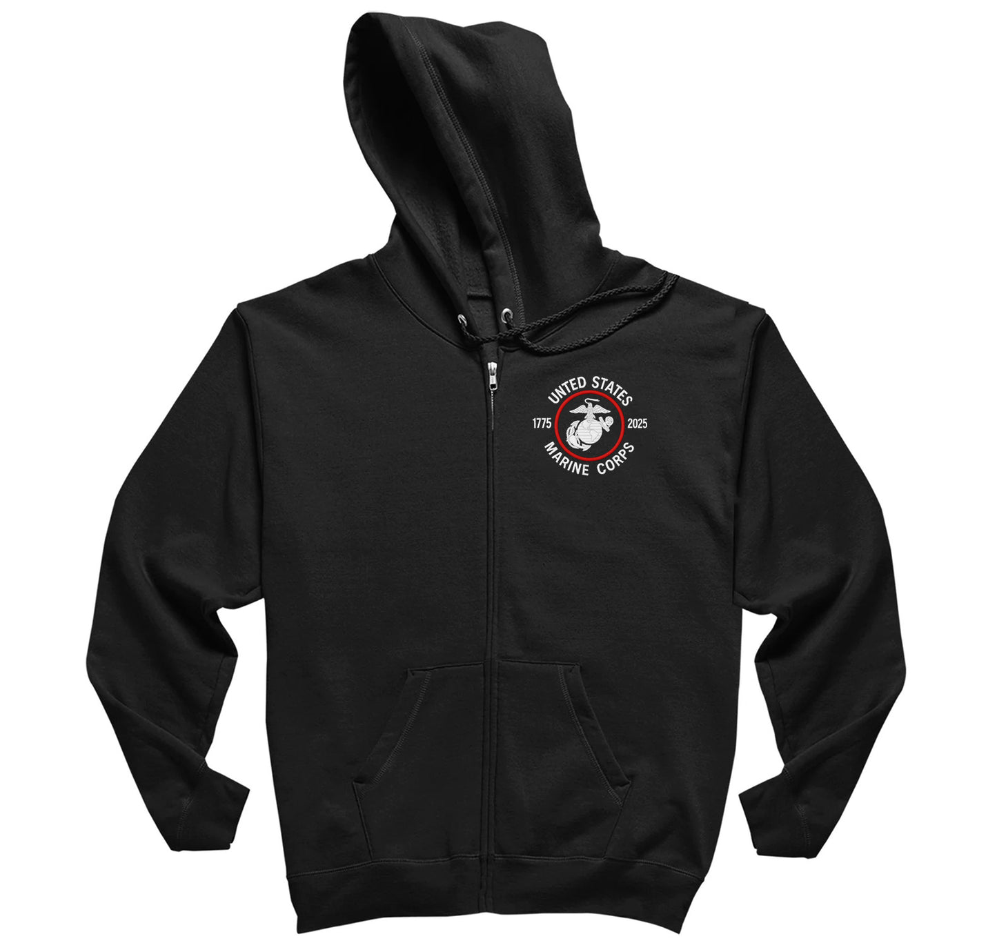 USMC 250 Years Embroidered Full Zip Hoodie