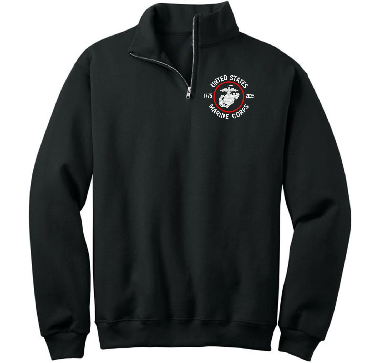 USMC 250 Years Embroidered Embroidered Quarter-Zip Cadet Collar Sweatshirt