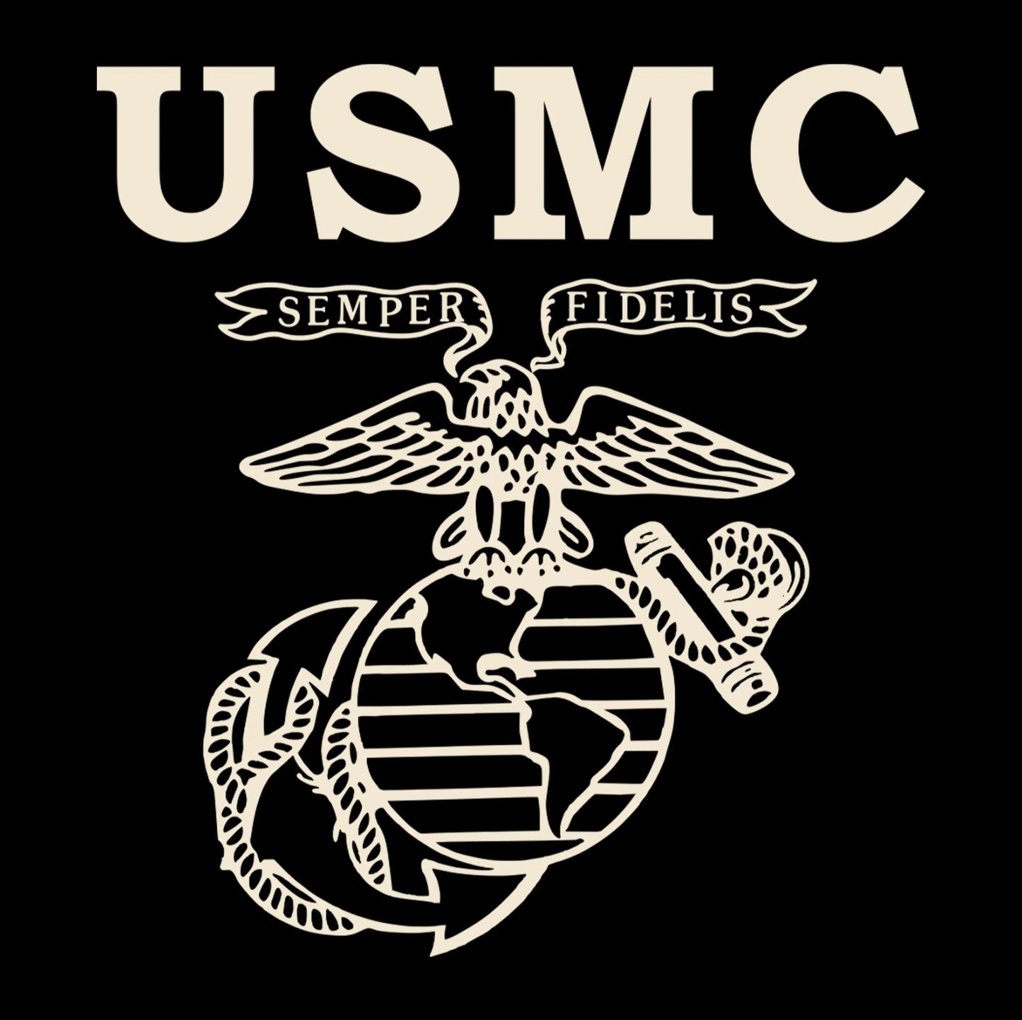 Marines Old School Chest Seal Printed Quarter-Zip Cadet Collar Sweatshirt (Captain's Special)