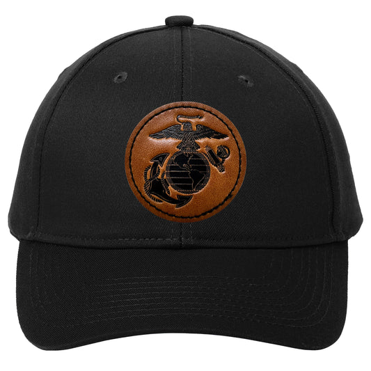 Marines Leather Patch Black Hat