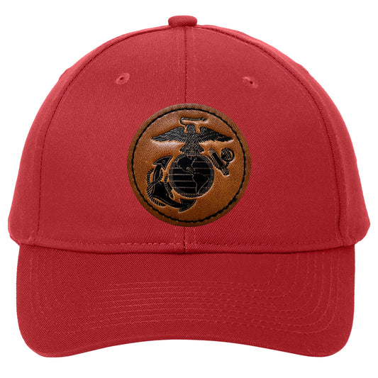 Marines Leather Patch Red Hat