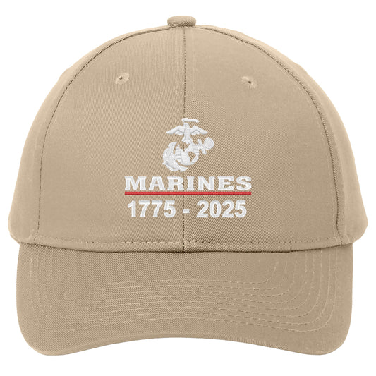 Marines 250 Years Embroidered Khaki Hat