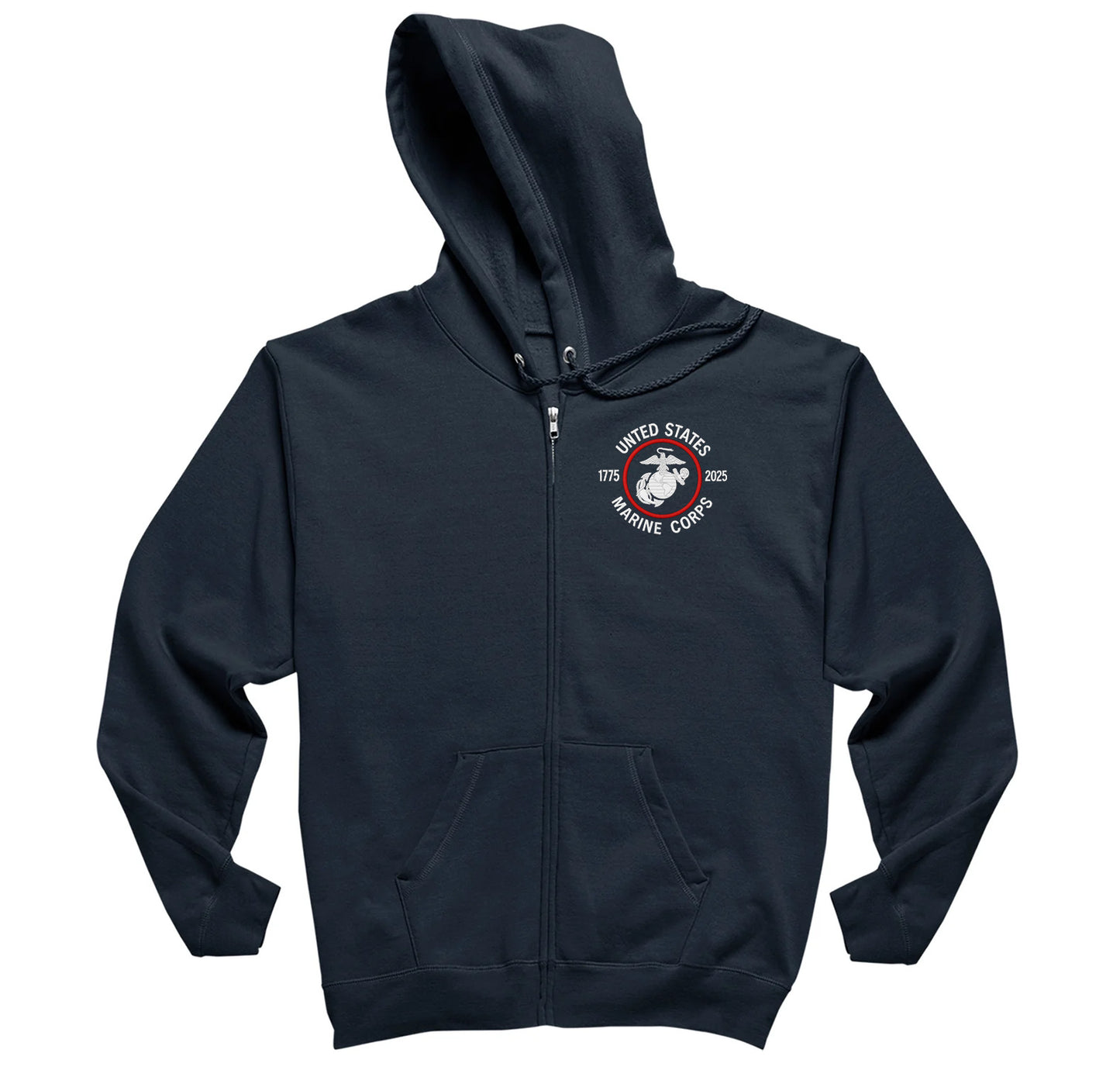 USMC 250 Years Embroidered Full Zip Hoodie